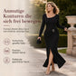 Damen Herbst Winter Einfarbiges Stricktextur Langes Kleid mit Unregelmäßigem Ausschnitt