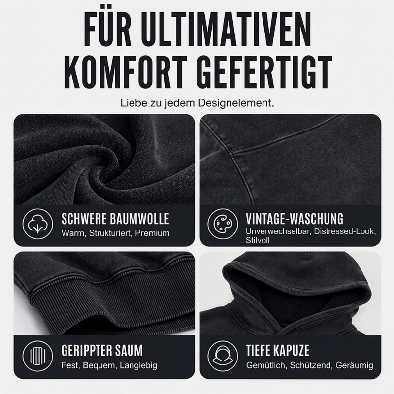 🔥Beliebtes Produkt ！✨Unisex Casual Oversized Hoodie mit Acid-Wash-Effekt