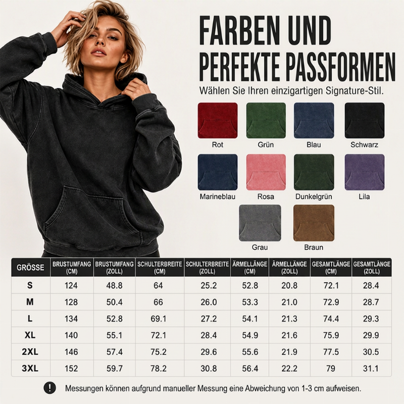 🔥Beliebtes Produkt ！✨Unisex Casual Oversized Hoodie mit Acid-Wash-Effekt