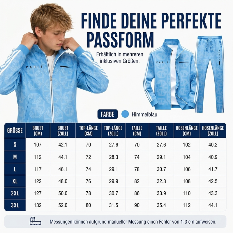 🔥Beliebtes Produkt ！✨Herren-Set mit geometrischem Muster, Jacke mit durchgehendem Reißverschluss und Hose