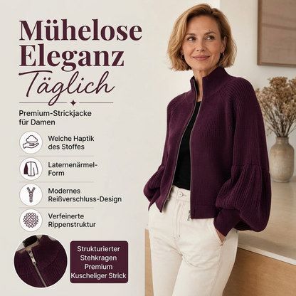 📢🎉50%Rabatt!!!🛍️✨Damen Strickpullover mit Laternenärmeln und Reißverschluss