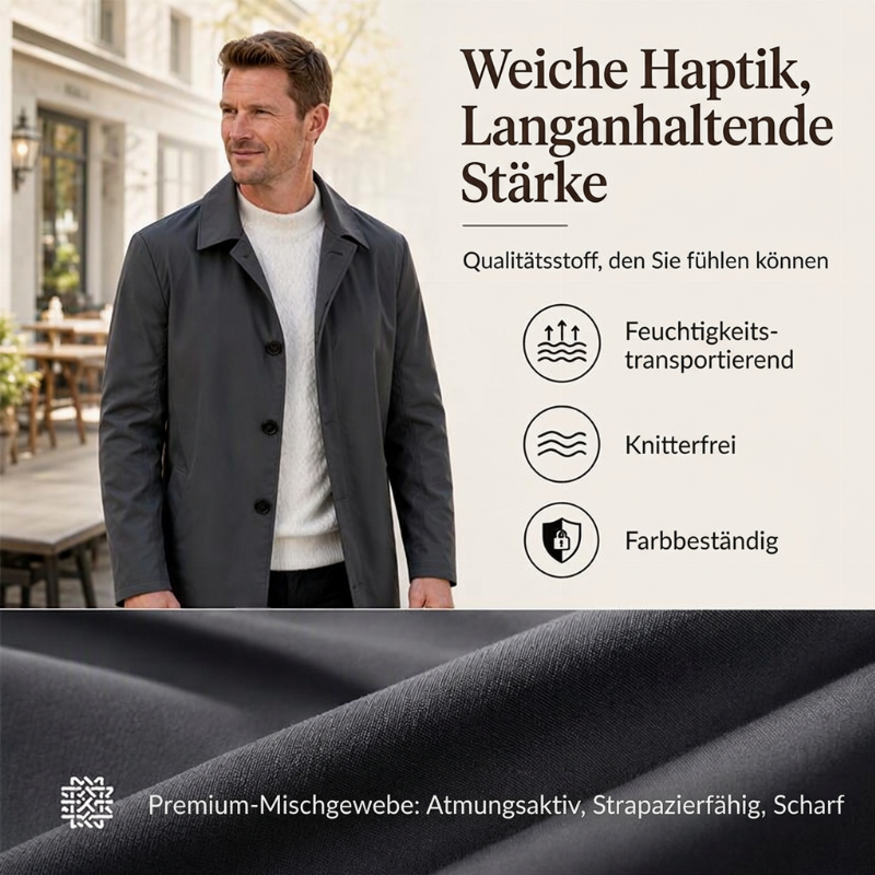 📦 Täglich 500+ Pakete versendet – der Wahnsinn! Einfarbiges, einreihiges Mantel in mittlerer Länge für Herren
