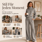 Damen-Strickset mit Rollkragenpullover und Wide-Leg-Hose
