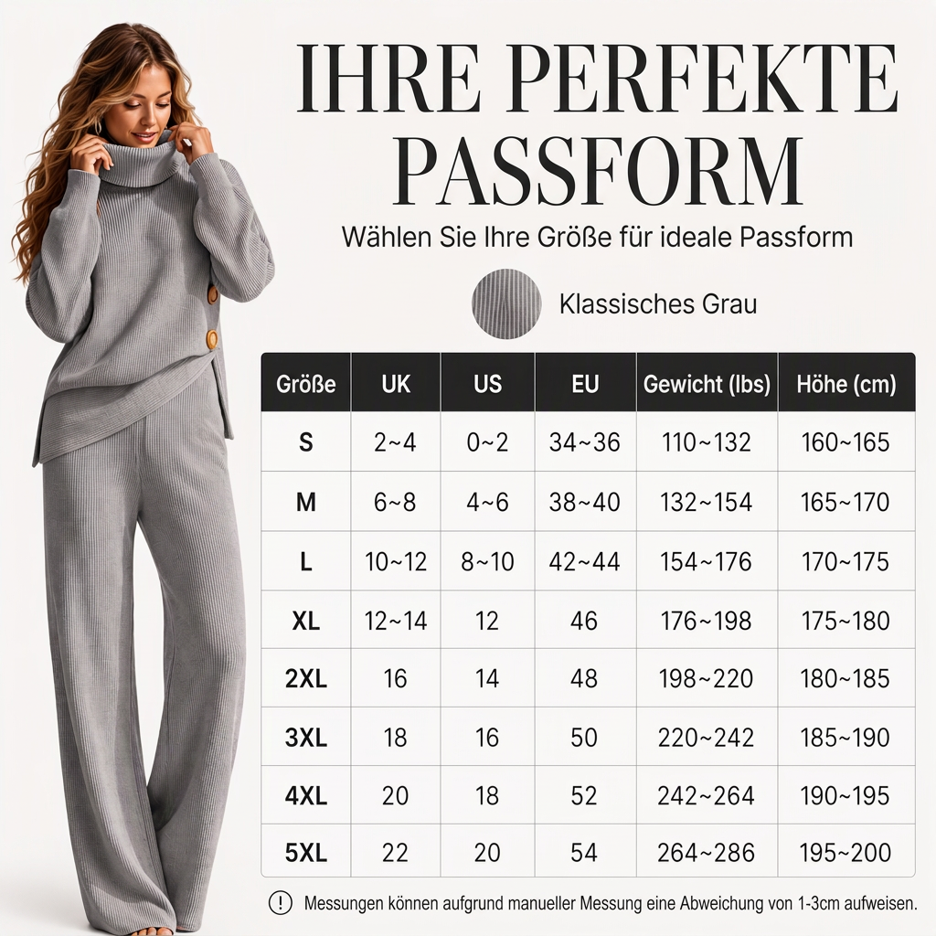 Damen-Strickset mit Rollkragenpullover und Wide-Leg-Hose