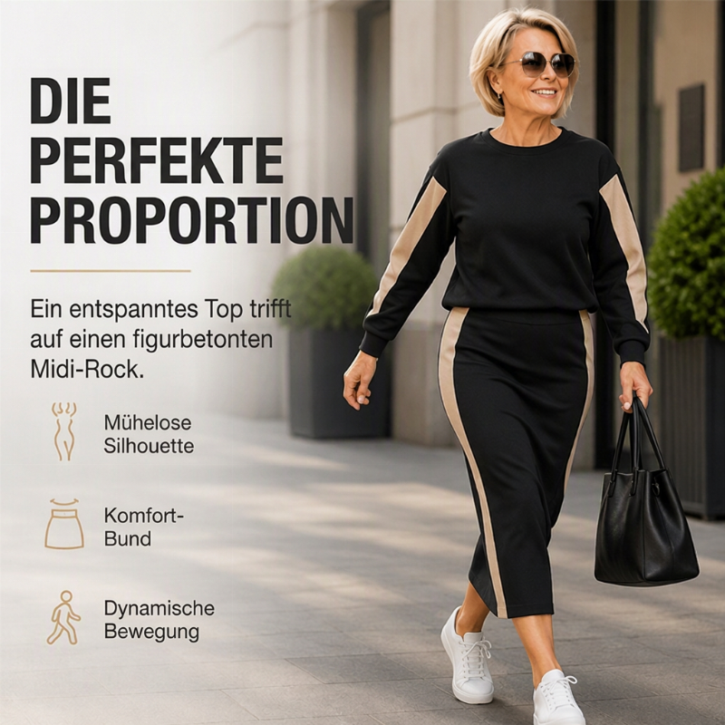 🙌 70% Wiederkaufquote – Qualität überzeugt! Zweiteiliges Strickset für Damen: Sweatshirt und Midirock