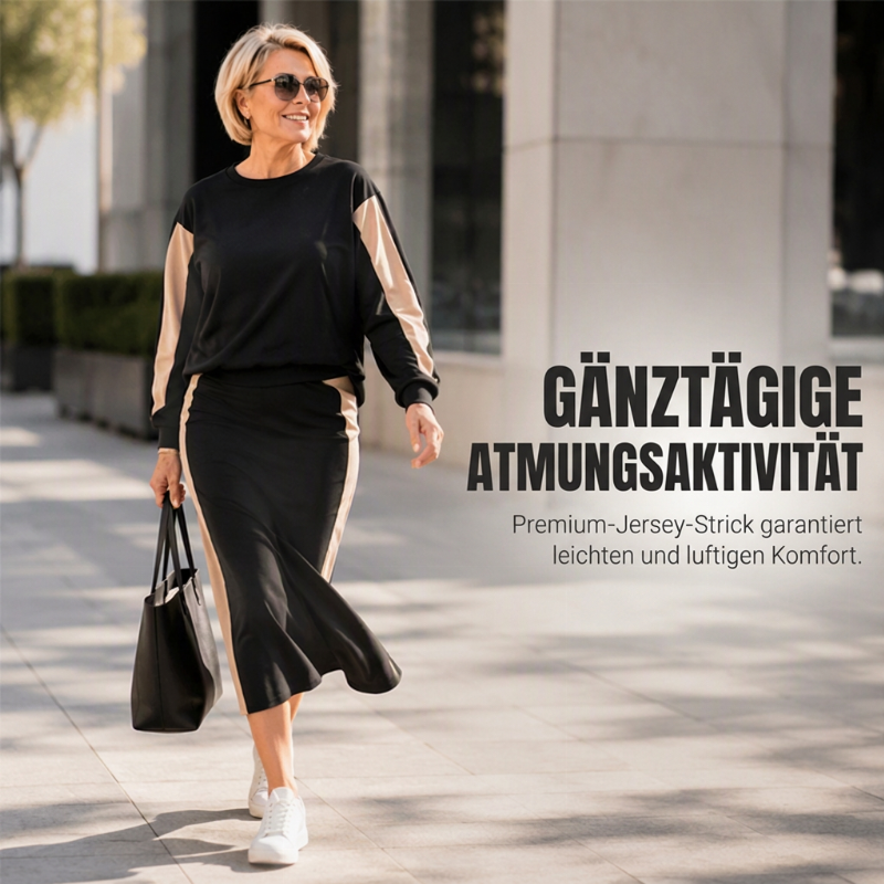 🙌 70% Wiederkaufquote – Qualität überzeugt! Zweiteiliges Strickset für Damen: Sweatshirt und Midirock