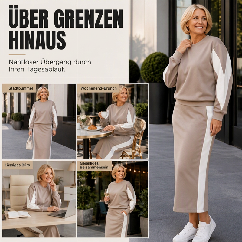 🙌 70% Wiederkaufquote – Qualität überzeugt! Zweiteiliges Strickset für Damen: Sweatshirt und Midirock