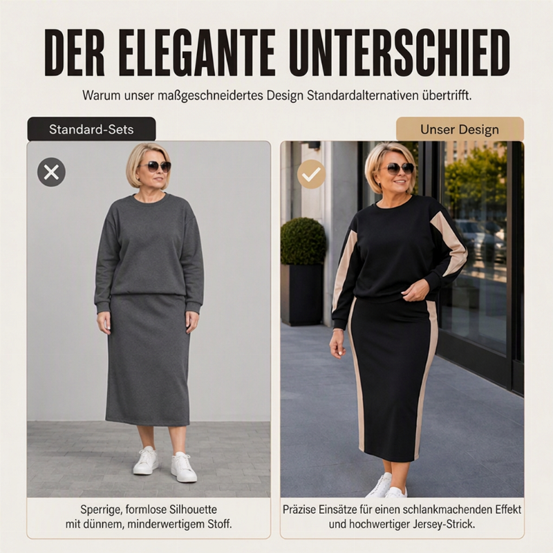 🙌 70% Wiederkaufquote – Qualität überzeugt! Zweiteiliges Strickset für Damen: Sweatshirt und Midirock