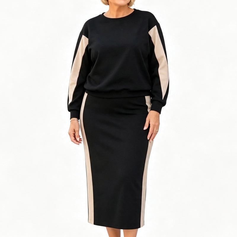 🙌 70% Wiederkaufquote – Qualität überzeugt! Zweiteiliges Strickset für Damen: Sweatshirt und Midirock
