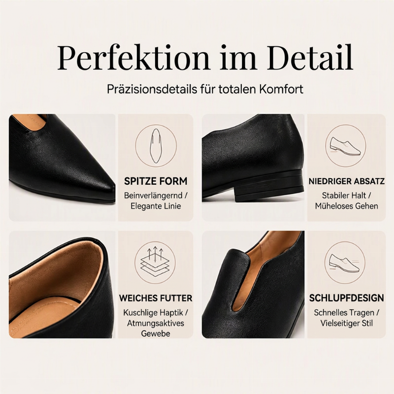 📢📢50%Rabatt!!!🎉✨Schicke Damen flache Schuhe mit spitzer Zehenpartie und V-Ausschnitt