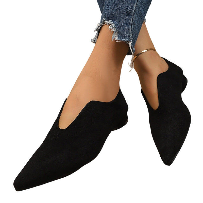📢📢50%Rabatt!!!🎉✨Schicke Damen flache Schuhe mit spitzer Zehenpartie und V-Ausschnitt