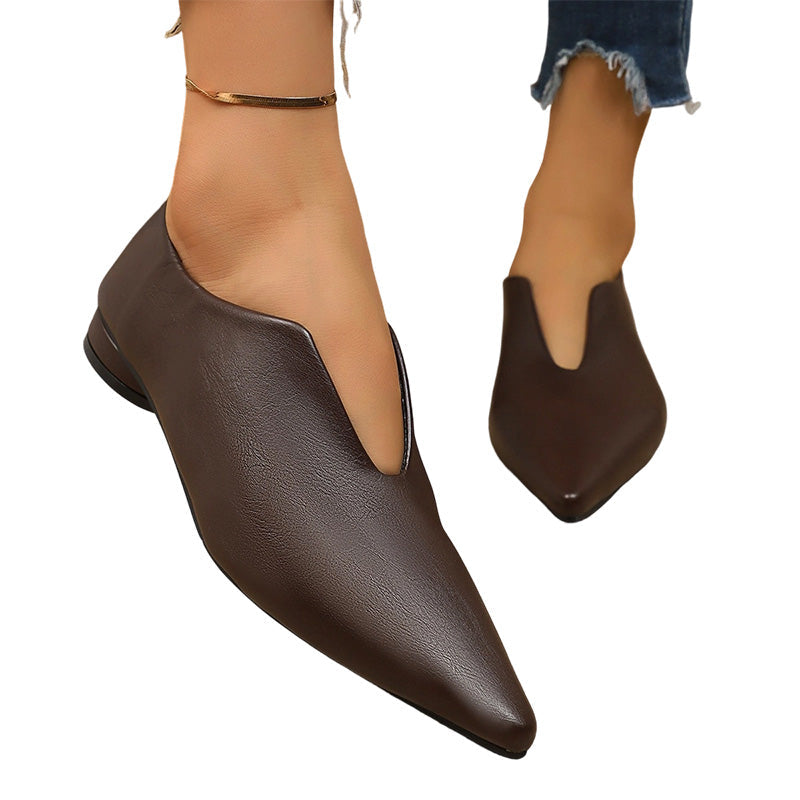 📢📢50%Rabatt!!!🎉✨Schicke Damen flache Schuhe mit spitzer Zehenpartie und V-Ausschnitt