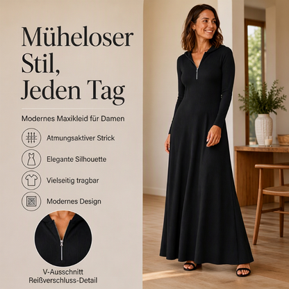 📢📢50%Rabatt!!!🎉✨Damen geripptes Kapuzen-Maxikleid