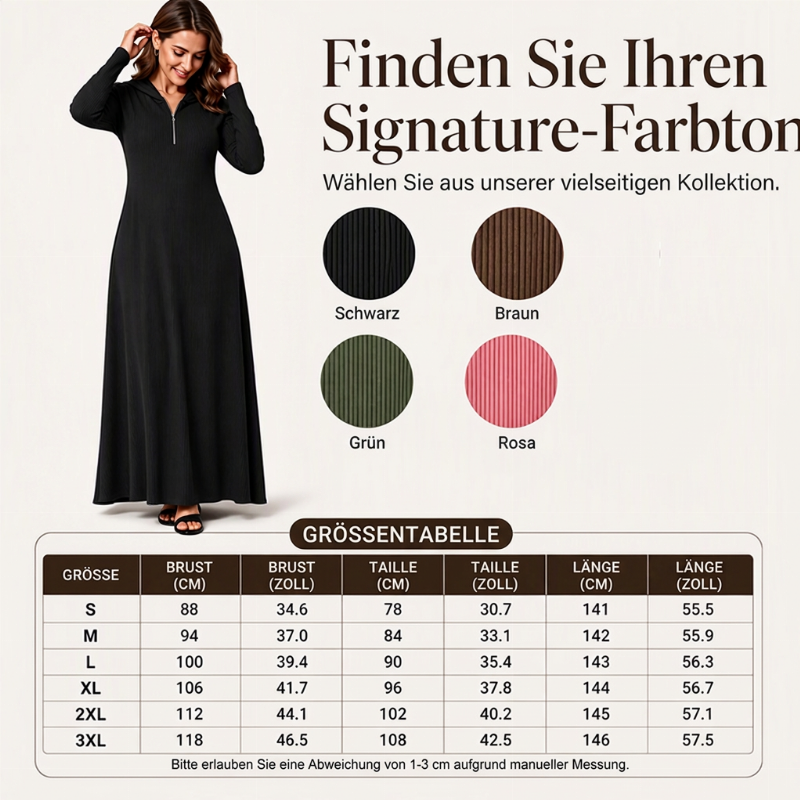 📢📢50%Rabatt!!!🎉✨Damen geripptes Kapuzen-Maxikleid