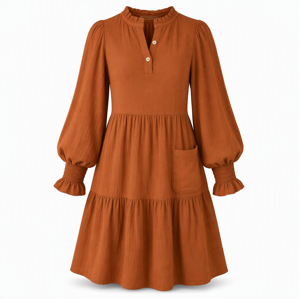 🔥Beliebtes Produkt ！✨Damen V-Ausschnitt gestuftes Rüschen Minikleid