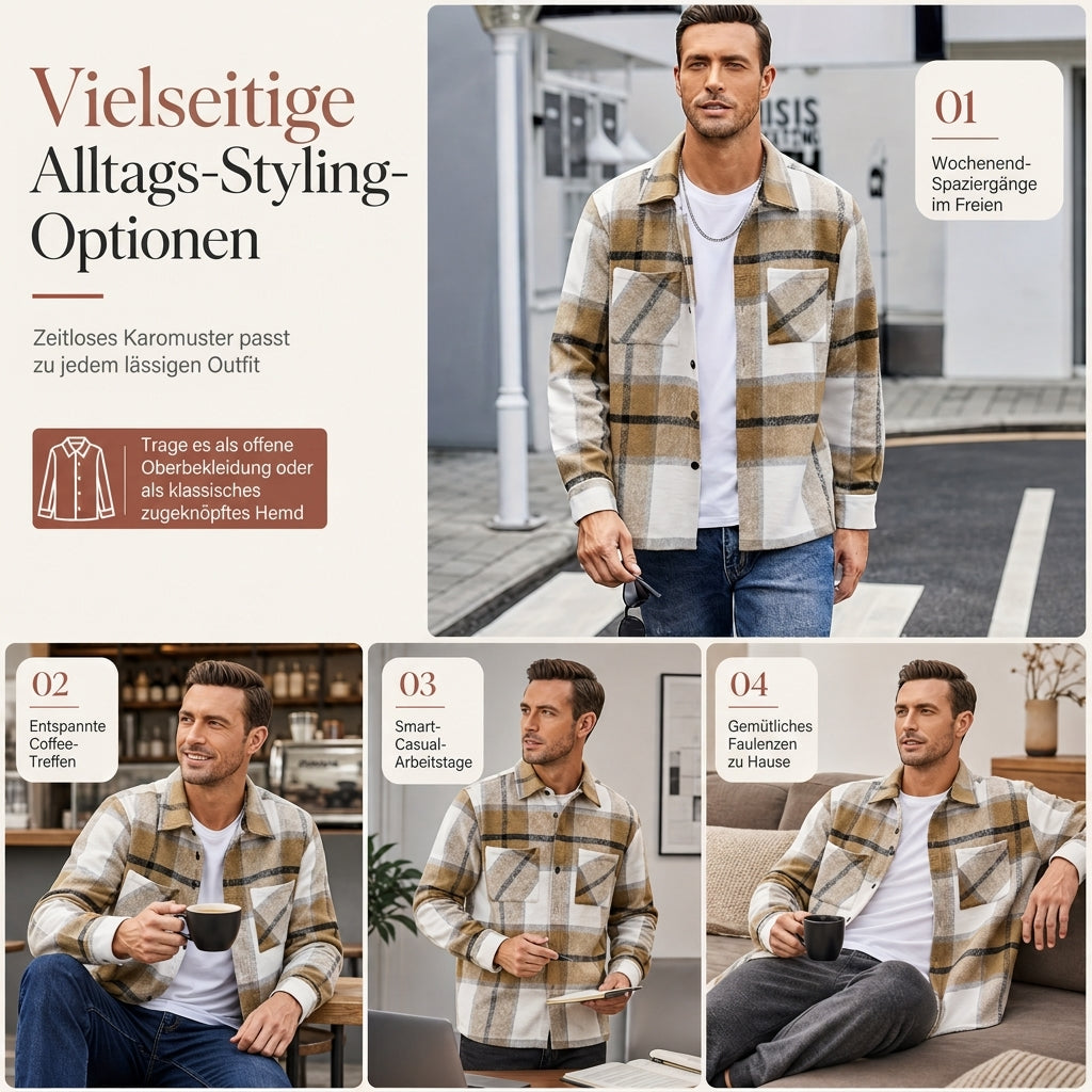 🙌 70% WiederkaufquoteLässiges kariertes Flanellhemd für Herren