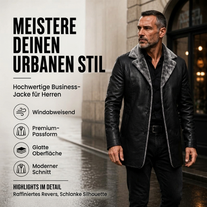 🙌 70% WiederkaufquoteHerren-Kunstledermantel mit Reverskragen und Plüschfutter