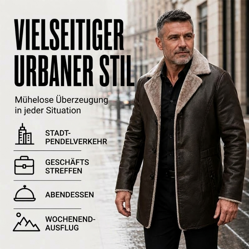🙌 70% WiederkaufquoteHerren-Kunstledermantel mit Reverskragen und Plüschfutter