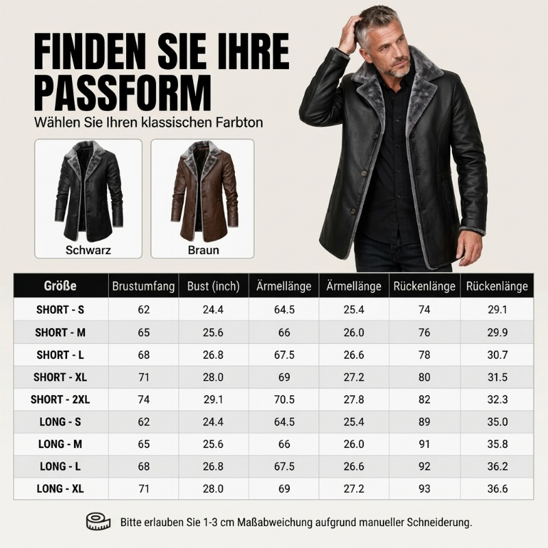 🙌 70% WiederkaufquoteHerren-Kunstledermantel mit Reverskragen und Plüschfutter