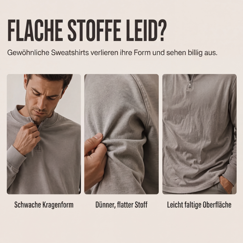 📢📢50%Rabatt!!!🎉✨Herren-Cord-Sweatshirt mit Viertelreißverschluss, lässiges Langarm-Oberteil mit Stehkragen