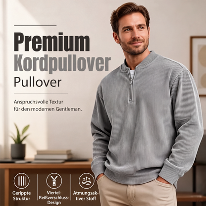📢📢50%Rabatt!!!🎉✨Herren-Cord-Sweatshirt mit Viertelreißverschluss, lässiges Langarm-Oberteil mit Stehkragen