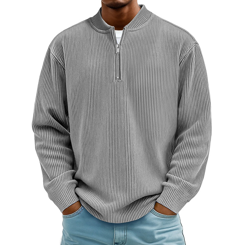 📢📢50%Rabatt!!!🎉✨Herren-Cord-Sweatshirt mit Viertelreißverschluss, lässiges Langarm-Oberteil mit Stehkragen