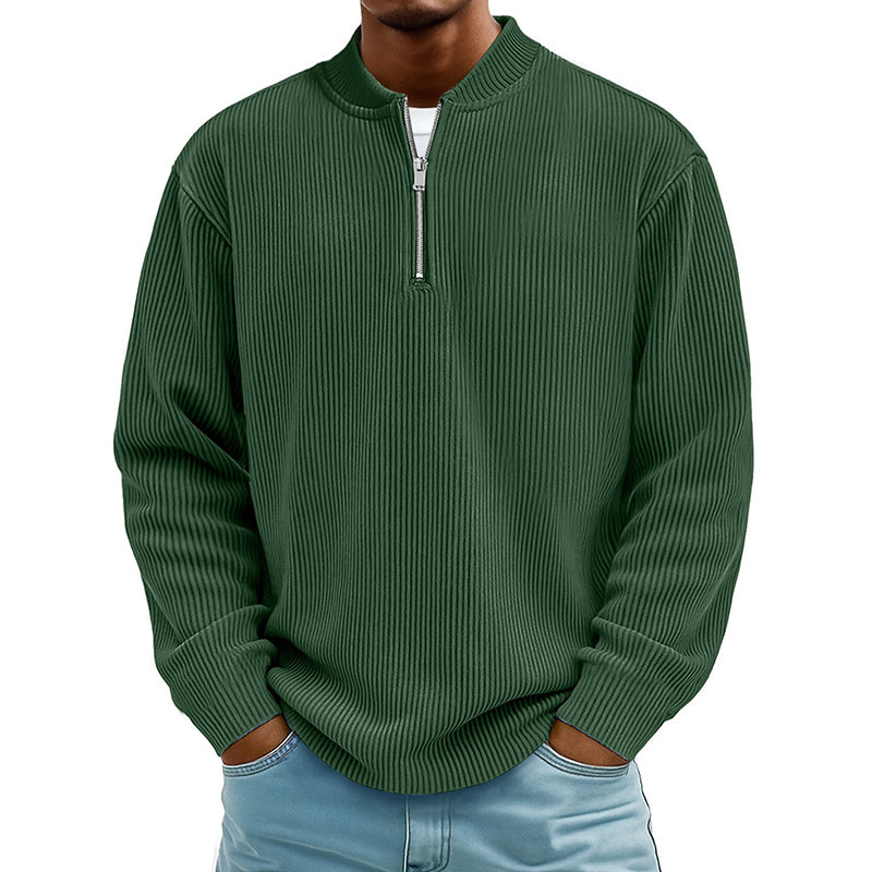 📢📢50%Rabatt!!!🎉✨Herren-Cord-Sweatshirt mit Viertelreißverschluss, lässiges Langarm-Oberteil mit Stehkragen
