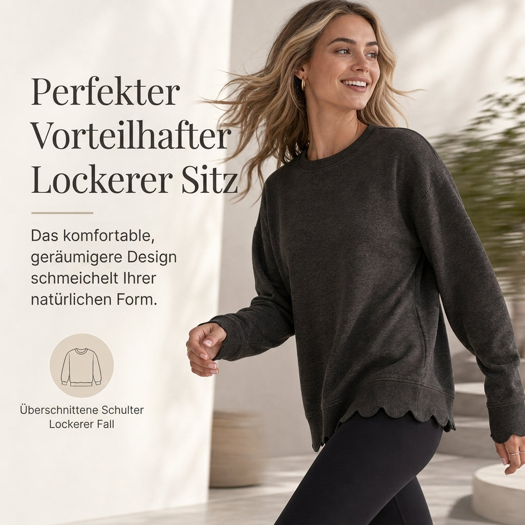 📢📢50%Rabatt!!!🎉✨Damen Sweatshirt mit Muschels-cut Saum und Rundhals