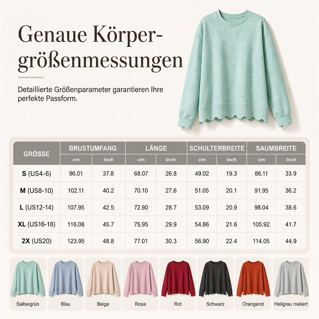 📢📢50%Rabatt!!!🎉✨Damen Sweatshirt mit Muschels-cut Saum und Rundhals