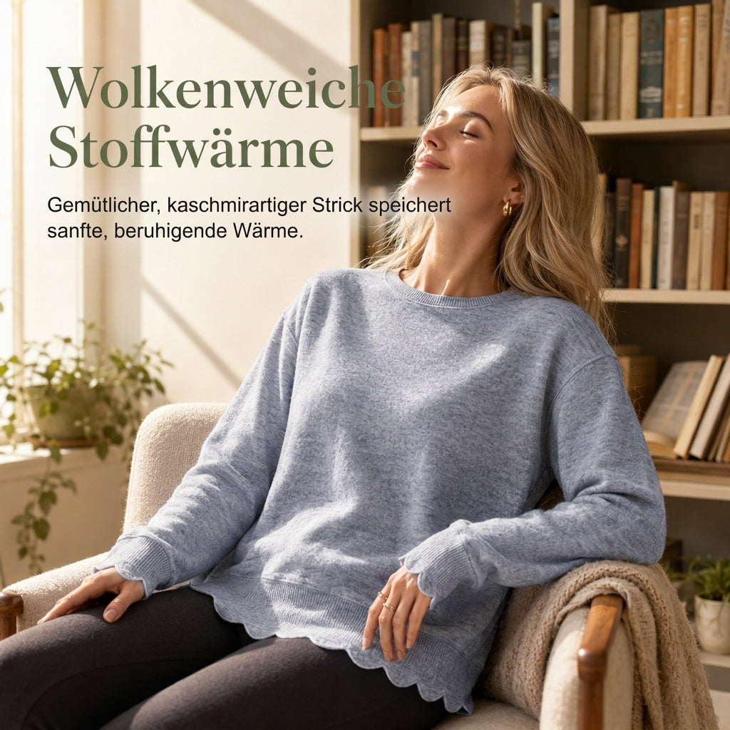 📢📢50%Rabatt!!!🎉✨Damen Sweatshirt mit Muschels-cut Saum und Rundhals