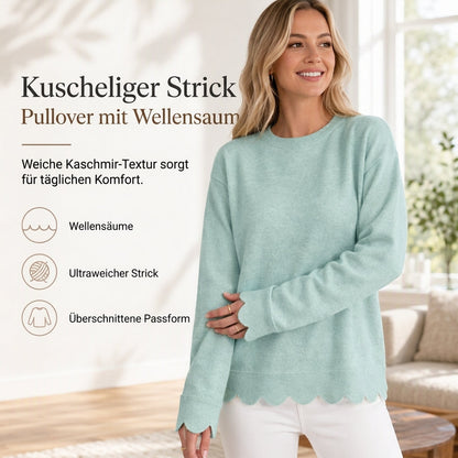 📢📢50%Rabatt!!!🎉✨Damen Sweatshirt mit Muschels-cut Saum und Rundhals