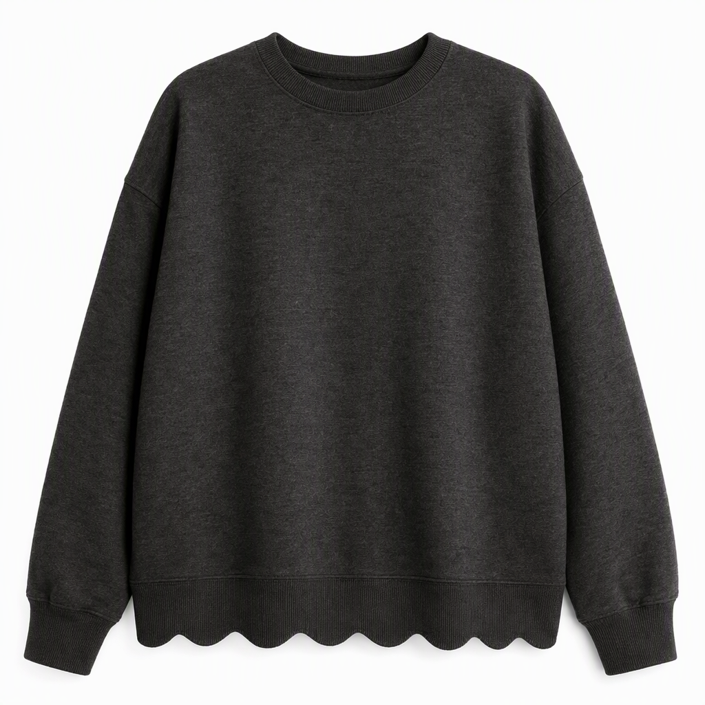 📢📢50%Rabatt!!!🎉✨Damen Sweatshirt mit Muschels-cut Saum und Rundhals