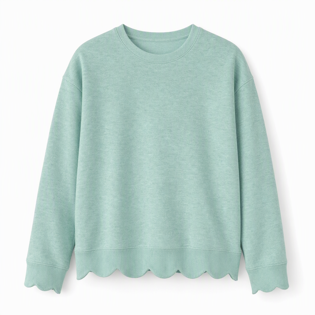 📢📢50%Rabatt!!!🎉✨Damen Sweatshirt mit Muschels-cut Saum und Rundhals