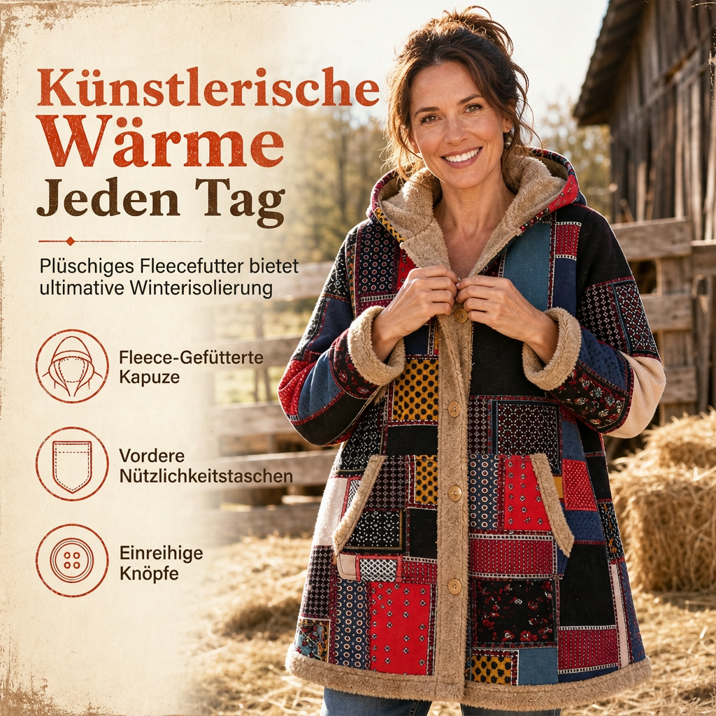 📢🎉50%Rabatt!!!🛍️✨Damen Winter Kapuzen-Sweatshirt mit Leinen-Druck und warmem Plüschfutter