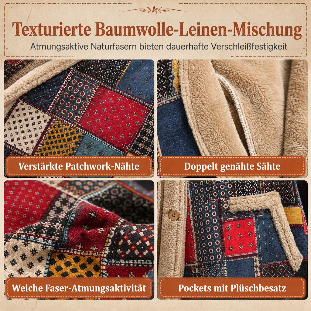 📢🎉50%Rabatt!!!🛍️✨Damen Winter Kapuzen-Sweatshirt mit Leinen-Druck und warmem Plüschfutter