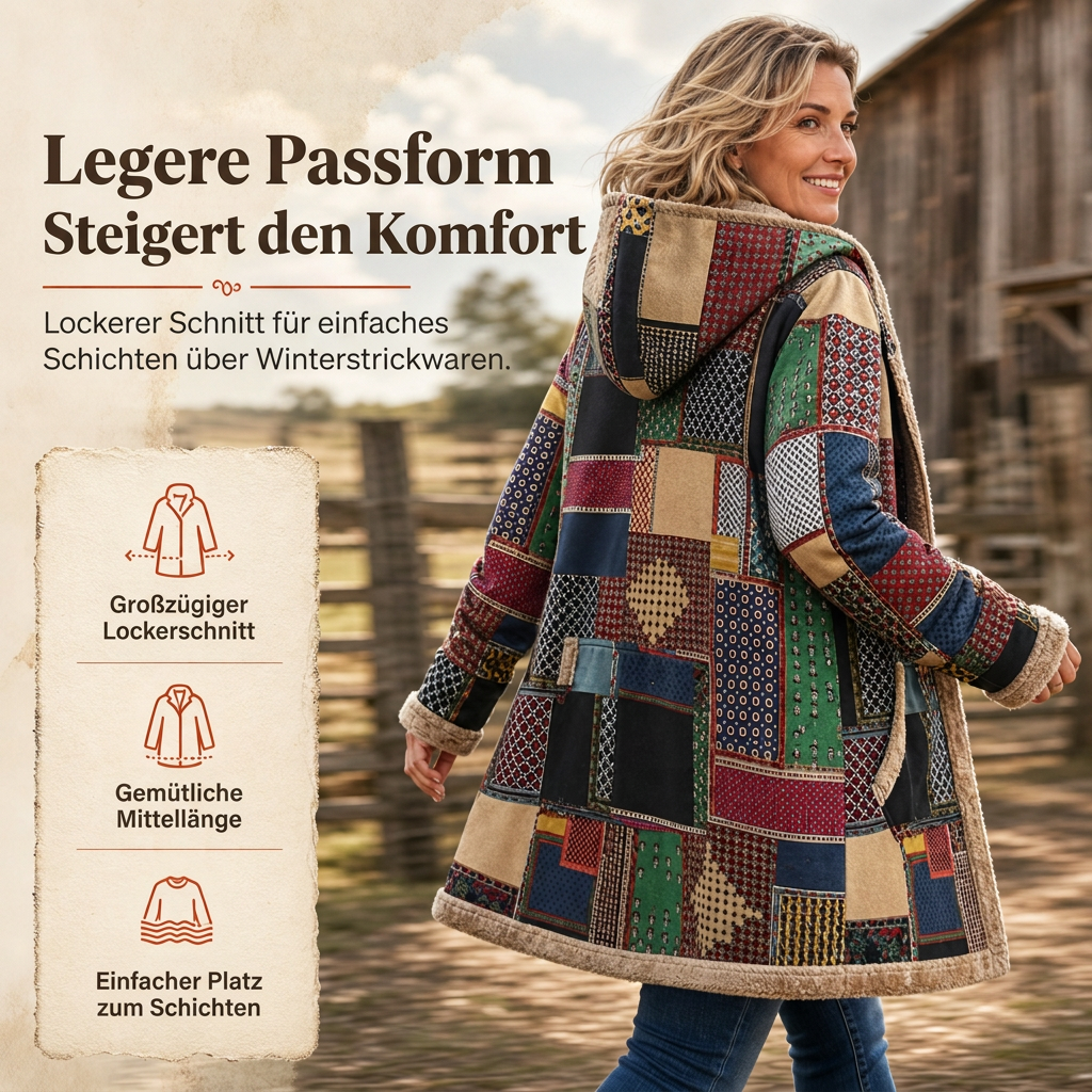 📢🎉50%Rabatt!!!🛍️✨Damen Winter Kapuzen-Sweatshirt mit Leinen-Druck und warmem Plüschfutter