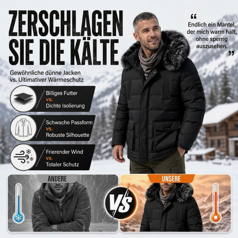 🔥Beliebtes Produkt ！✨Winddichte, warme mittellange Winterjacke für Herren