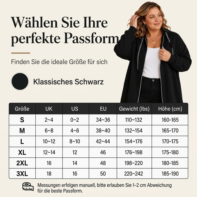 🧥 Lässige lang geschnittene Damen-Kapuzenjacke – Bequem, modern & immer passend
