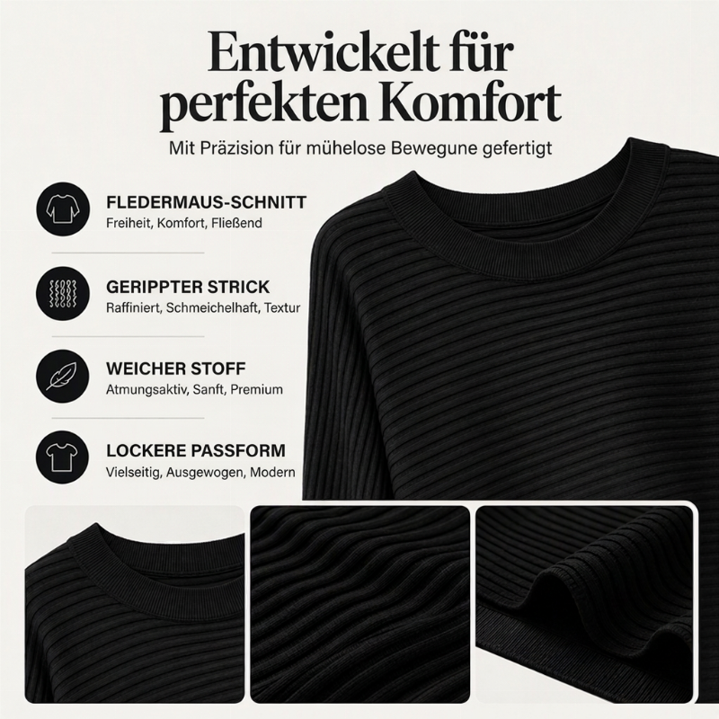 ☁️ Lässig & feminin – Übergröße Rippstrick-Pullover – Weicher Stoff, lockerer Schnitt & vielseitig kombinierbar