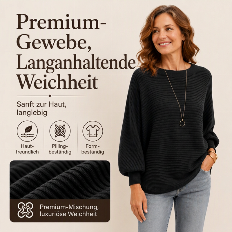 ☁️ Lässig & feminin – Übergröße Rippstrick-Pullover – Weicher Stoff, lockerer Schnitt & vielseitig kombinierbar