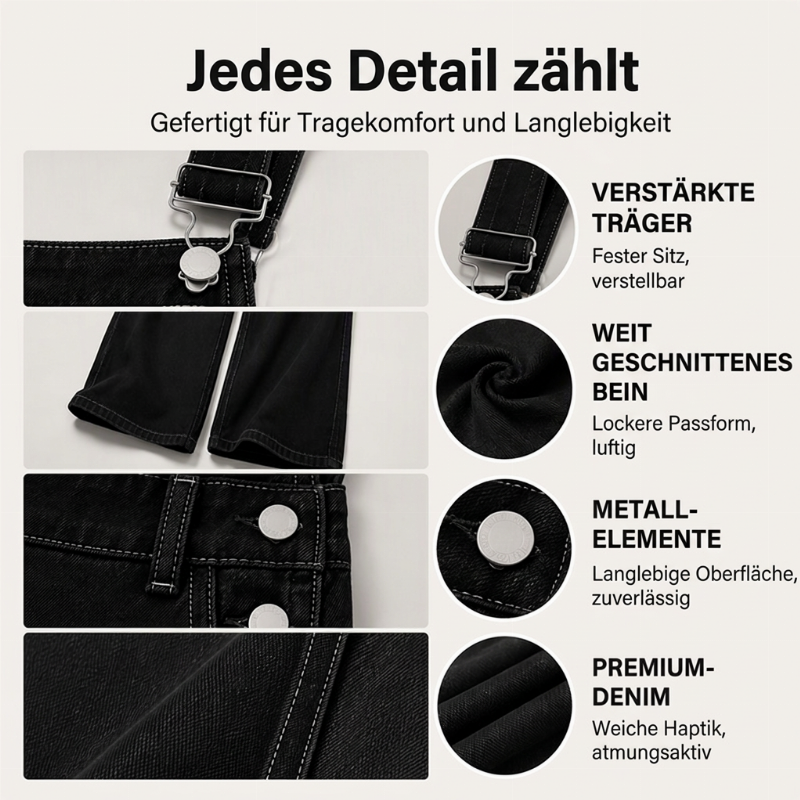 📢🎉50%Rabatt!!!🛍️✨Damen Weite Bein Jeans Latzhose mit Taschen
