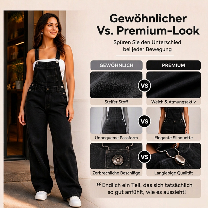 📢🎉50%Rabatt!!!🛍️✨Damen Weite Bein Jeans Latzhose mit Taschen