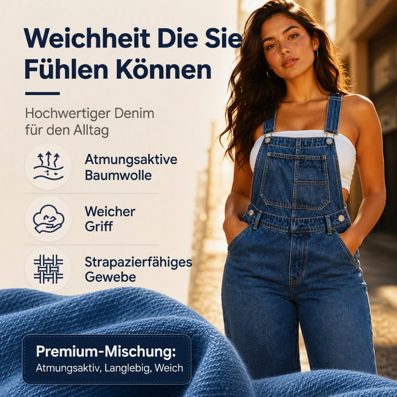📢🎉50%Rabatt!!!🛍️✨Damen Weite Bein Jeans Latzhose mit Taschen