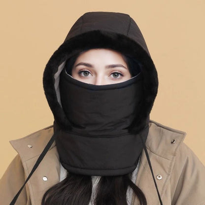 📢📢50%Rabatt!!!🎉✨Plüschgefütterte, verdickte Thermomütze mit Gesichtsmaske für Männer und Frauen