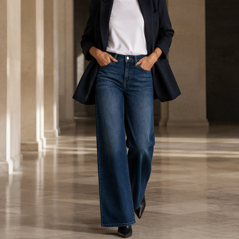 🧵 Lässig & schlankmachend – Stretch-Jeans mit hohem Bund – Weicher Denim, moderner Schnitt & vielseitig kombinierbar