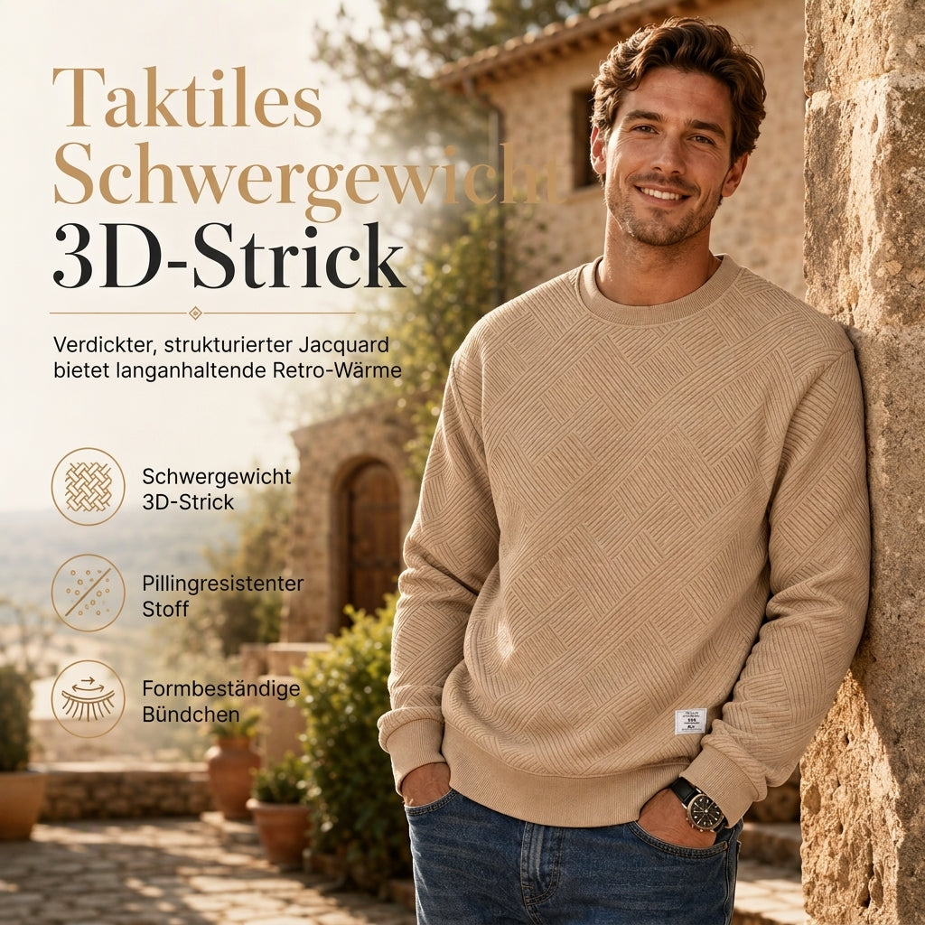 🏅 2000 Stück in 3 Tagen verkauft – schnell sein! Herren Langarm Jacquard Rundhals Sweatshirt Lockere Passform Verdickter Herbst Winter Oberteil Große Größen