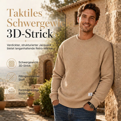 🏅 2000 Stück in 3 Tagen verkauft – schnell sein! Herren Langarm Jacquard Rundhals Sweatshirt Lockere Passform Verdickter Herbst Winter Oberteil Große Größen