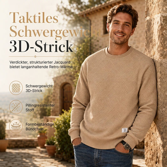 🏅 2000 Stück in 3 Tagen verkauft – schnell sein! Herren Langarm Jacquard Rundhals Sweatshirt Lockere Passform Verdickter Herbst Winter Oberteil Große Größen