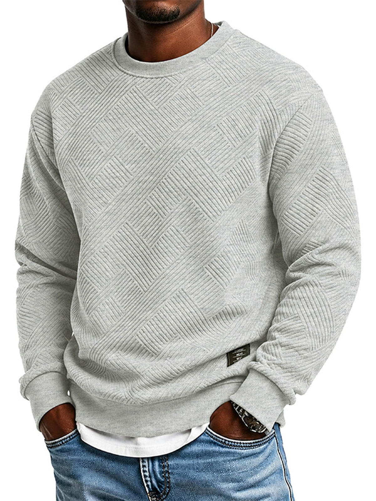 🏅 2000 Stück in 3 Tagen verkauft – schnell sein! Herren Langarm Jacquard Rundhals Sweatshirt Lockere Passform Verdickter Herbst Winter Oberteil Große Größen