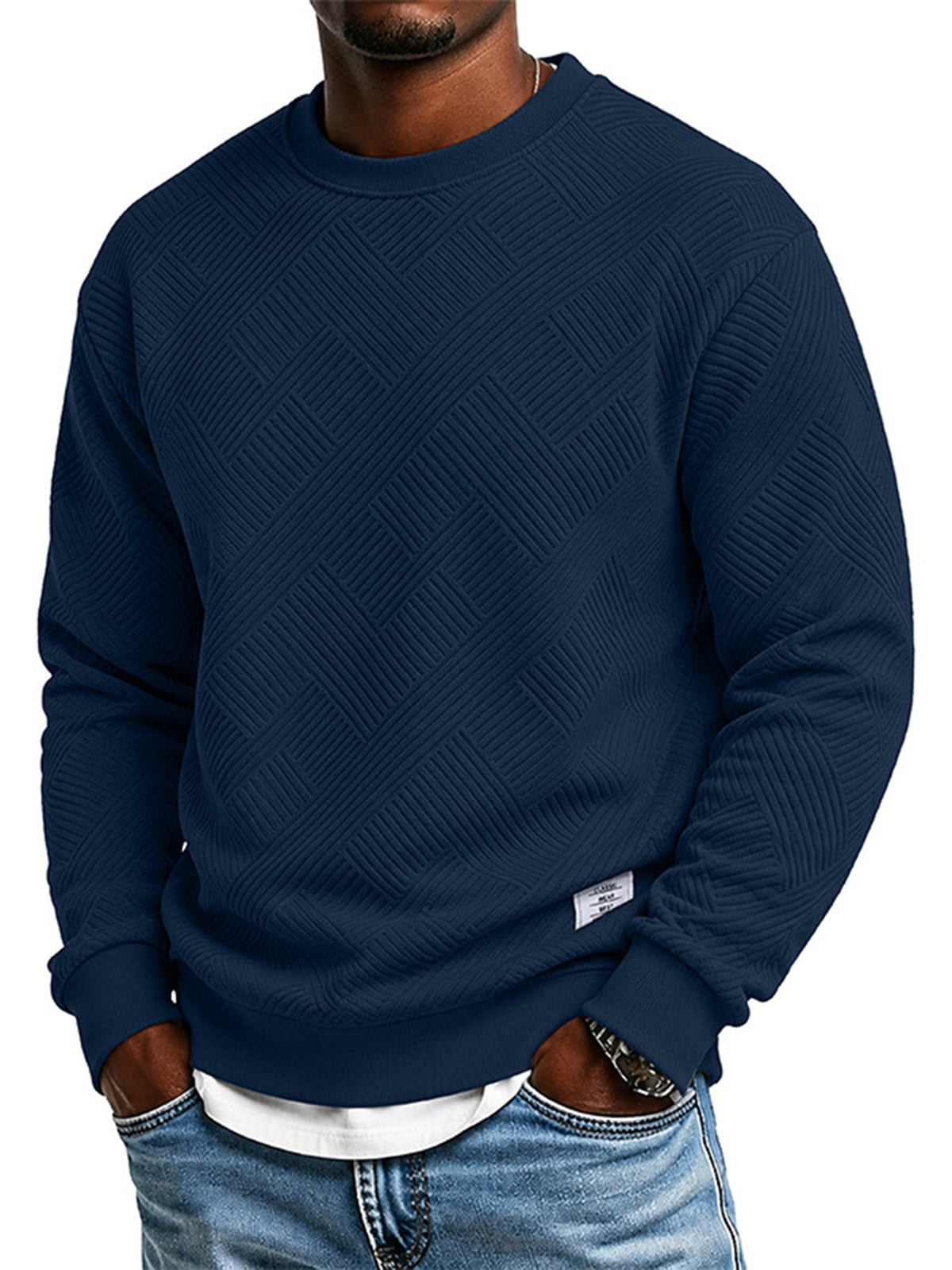 🏅 2000 Stück in 3 Tagen verkauft – schnell sein! Herren Langarm Jacquard Rundhals Sweatshirt Lockere Passform Verdickter Herbst Winter Oberteil Große Größen